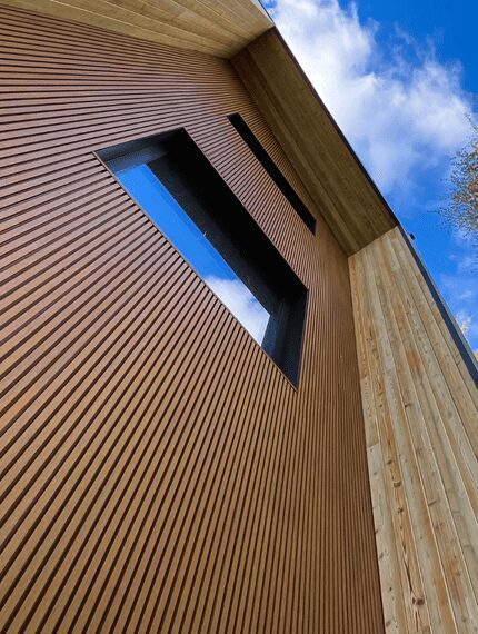 Peruvian teak fluted wall siding